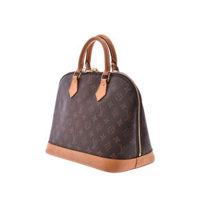 Louis Vuitton Leather Handbag Alma Brown Monogram